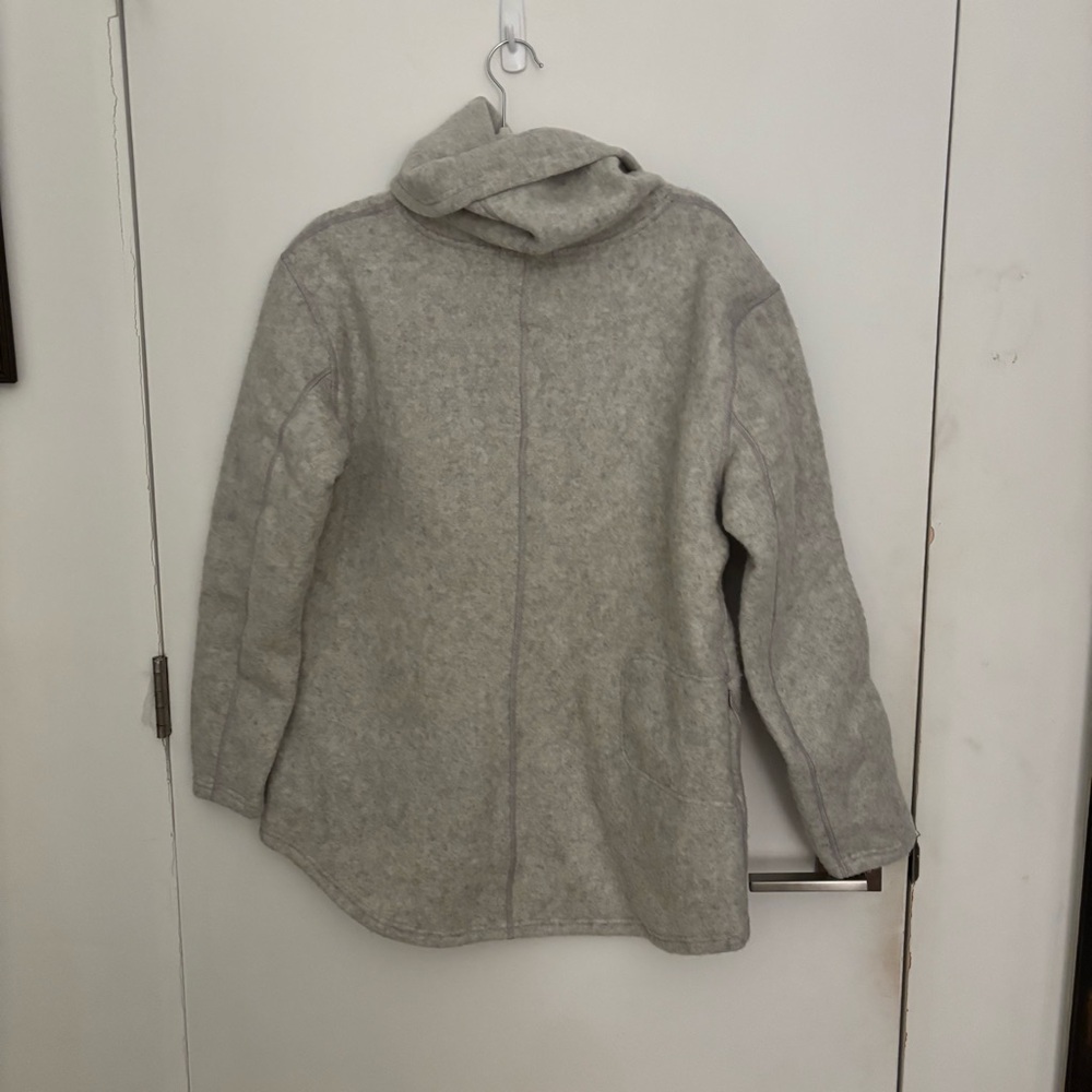 Smartwool Hudson Trail Fleece Pullover Women's XL Ash Heather Gray Funnel Neck - Picture 3 of 9